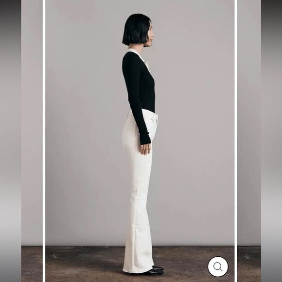 Rag & Bone Flare Wide Leg Jeans Ecru 25 - Picture 3 of 8